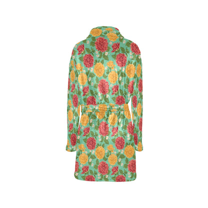 Dahlia Pattern Print Design DH011 Women's Fleece Robe