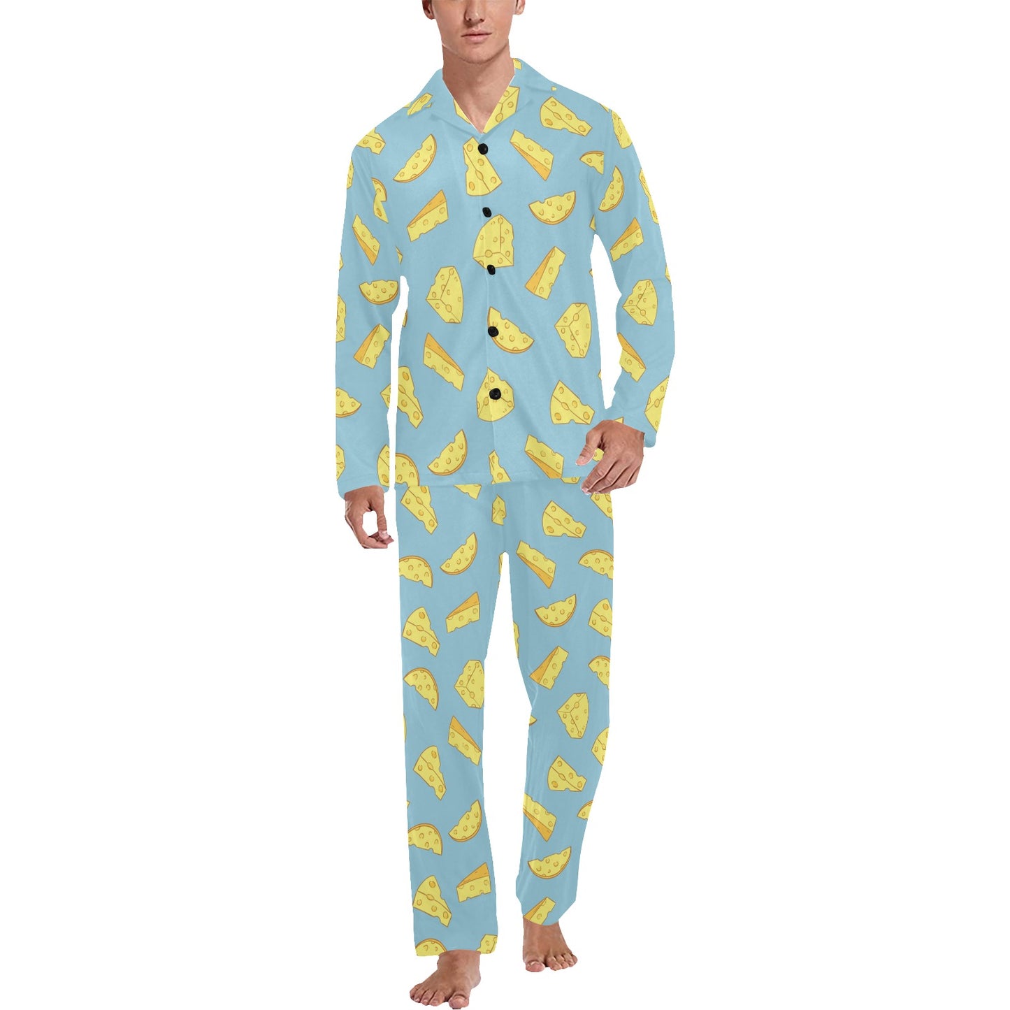 Cheese Pattern Print Design 04 Men's Long Pajama Set
