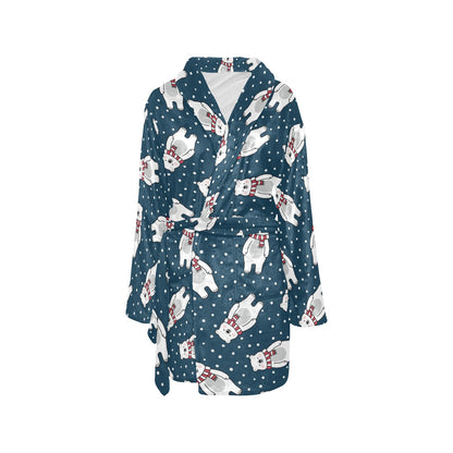 Polar Bear Pattern Print Design PB05 Women's Fleece Robe