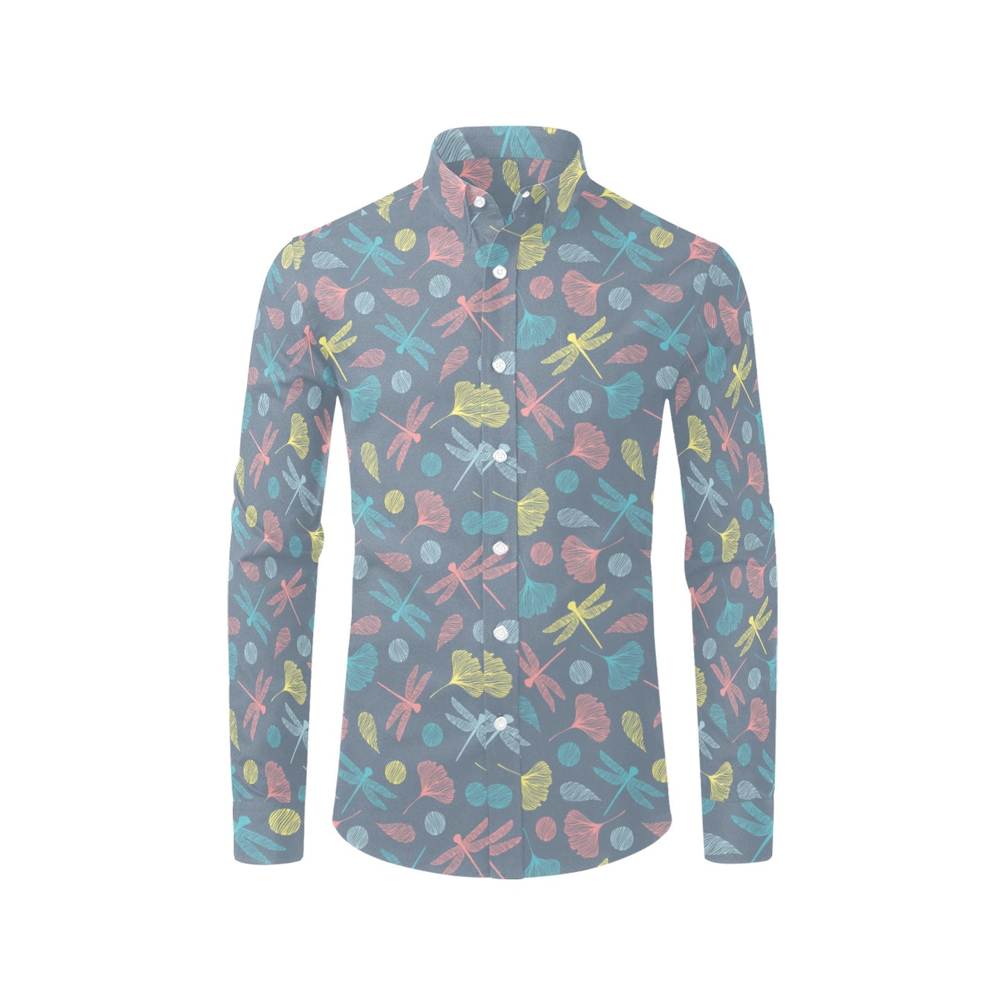 Dragonfly Print Design LKS403 Men's Long Sleeve Dress Shirt