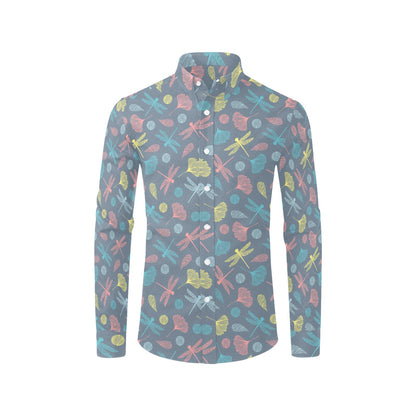 Dragonfly Print Design LKS403 Men's Long Sleeve Dress Shirt