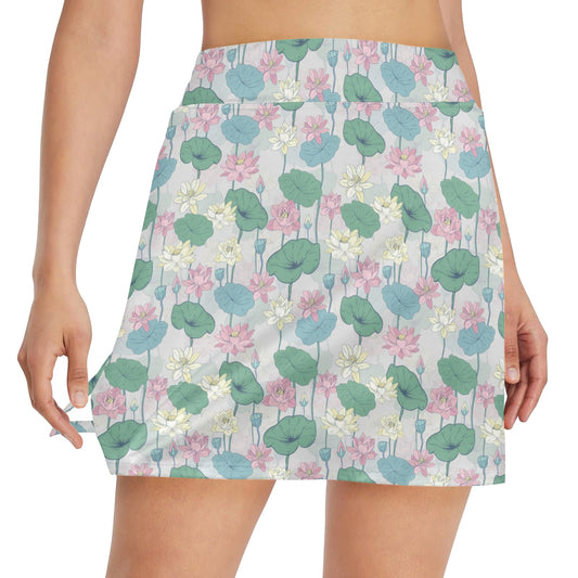 Water Lily Print Design LKS305 17" Golf & Pickleball Skort with Pockets