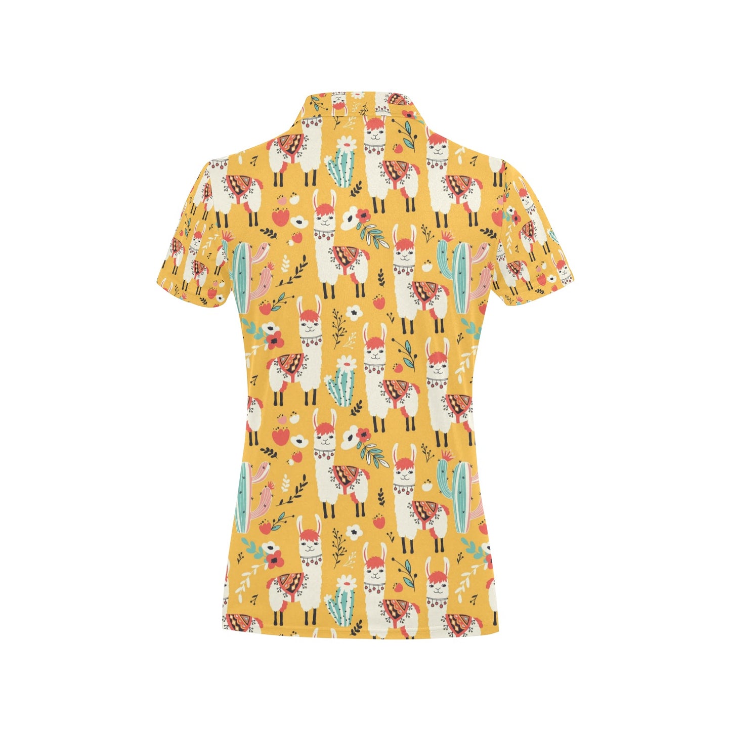 Llama Cute Themed Print Women's Polo Shirt