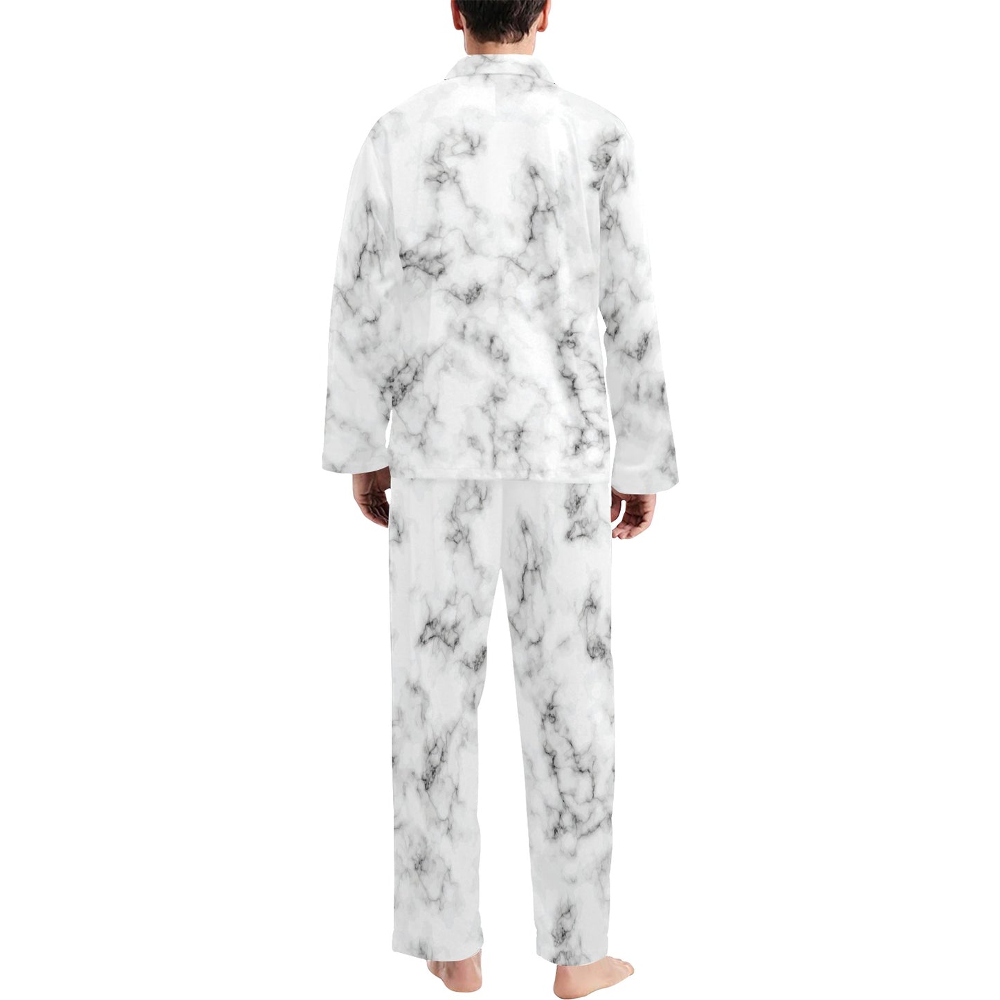 Marble Pattern Print Design 01 Men's Long Pajama Set