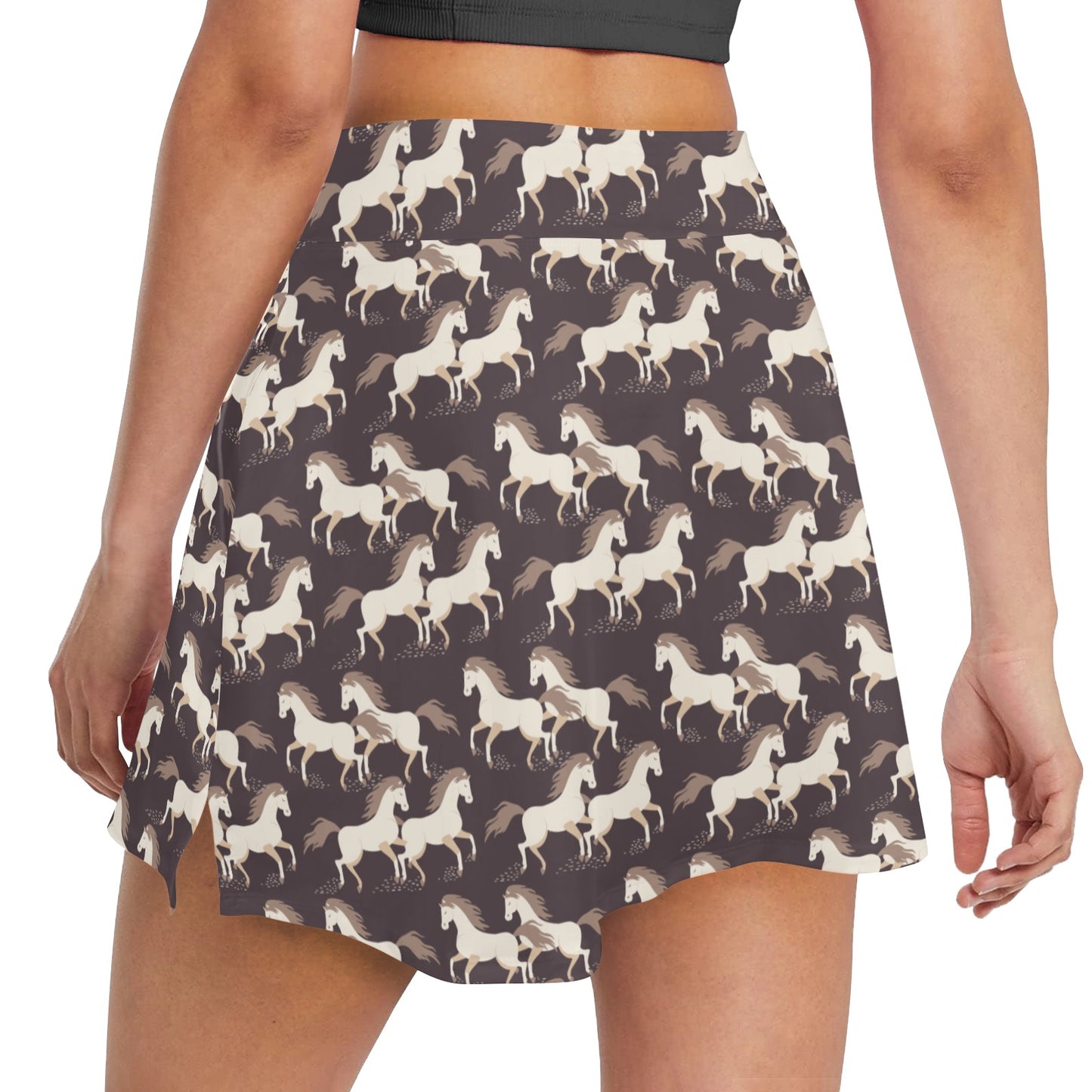 Horse Print Design LKS304 Women's Golf Skirt with Pocket