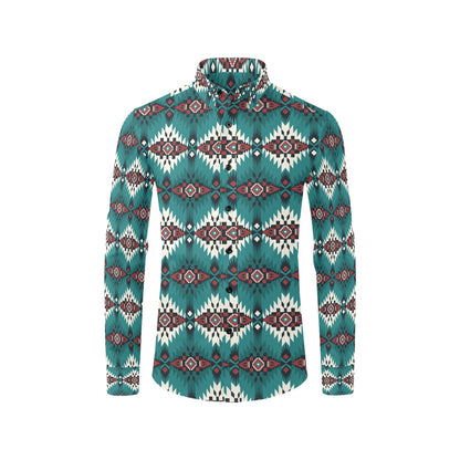 Southwest Pattern Print Design LKS308 Men's Long Sleeve Dress Shirt