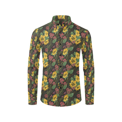 Sunflower Print Design LKS303 Men's Long Sleeve Dress Shirt