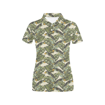 Banana Leaf Pattern Print Design 04 Women's Polo Shirt
