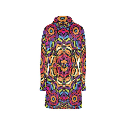 Kaleidoscope Pattern Print Design 01 Women's Fleece Robe