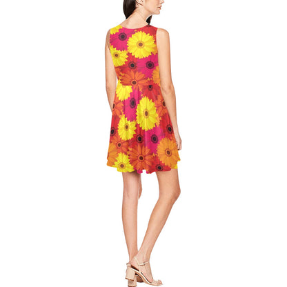 Gerberas Pattern Print Design GB05 Sleeveless Dress