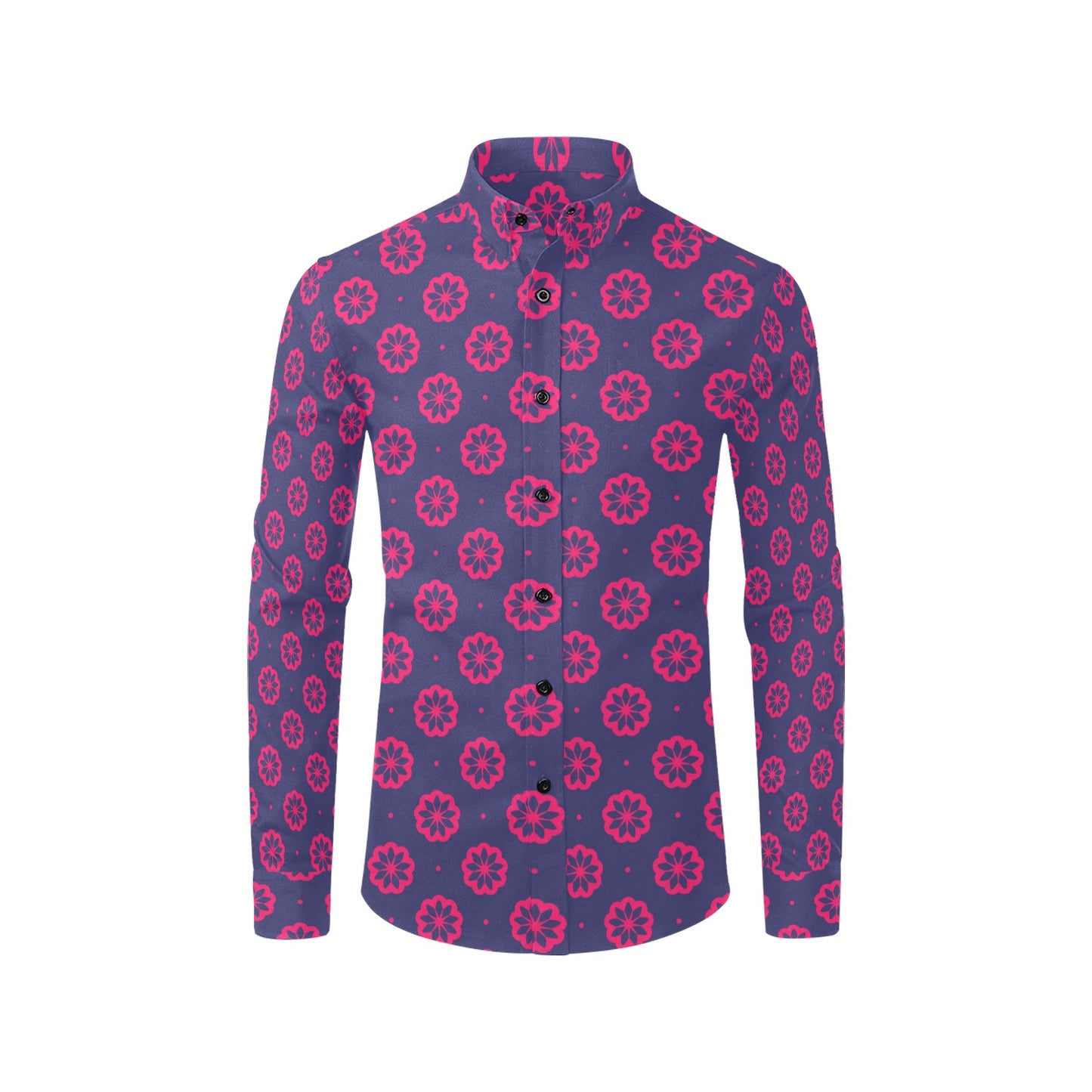 Water Lily Print Design LKS301 Men's Long Sleeve Dress Shirt