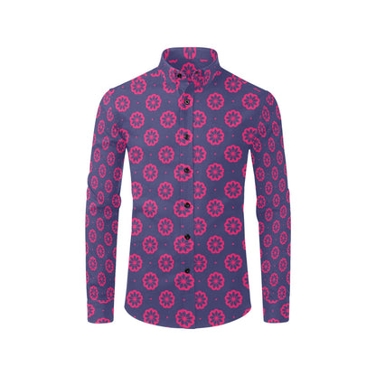 Water Lily Print Design LKS301 Men's Long Sleeve Dress Shirt