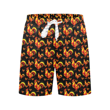 Rooster Print Themed Men's Swim Trunks Beach Shorts