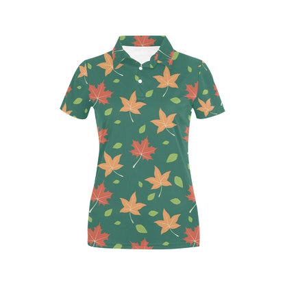 Maple Leaf Pattern Print Design 04 Women's Polo Shirt