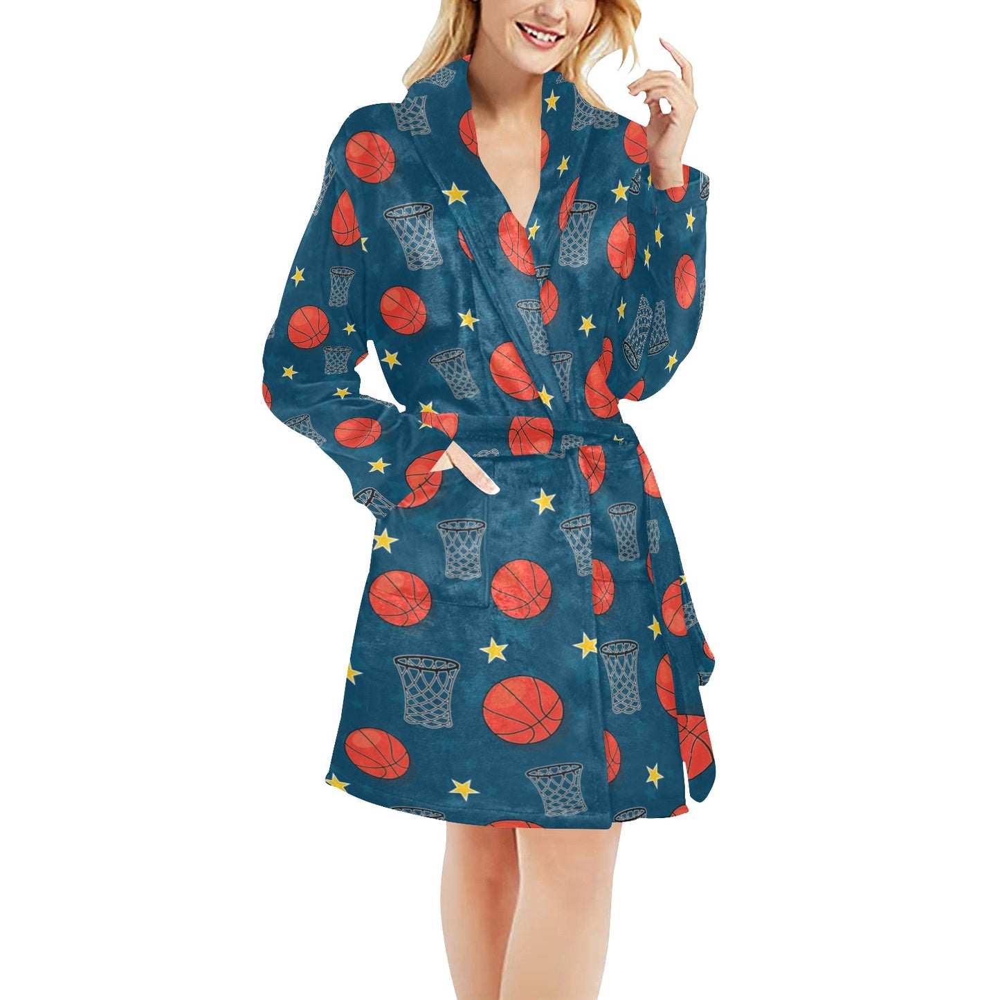 Basketball Classic Print Pattern Women's Fleece Robe