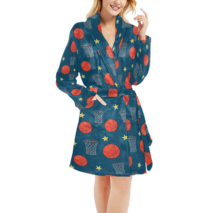 Basketball Classic Print Pattern Women's Fleece Robe
