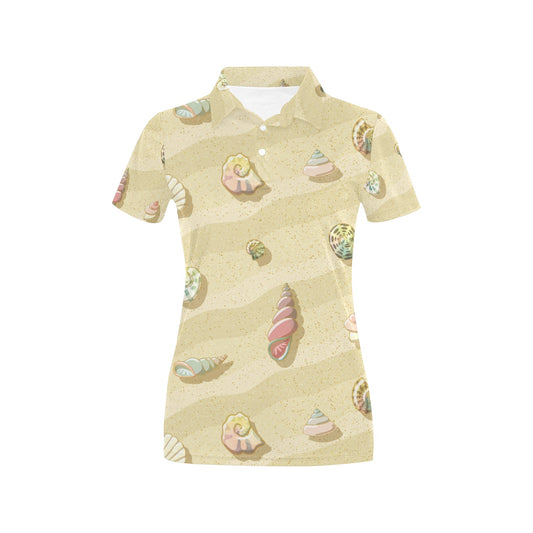 Beach with Seashell Theme Women's Polo Shirt