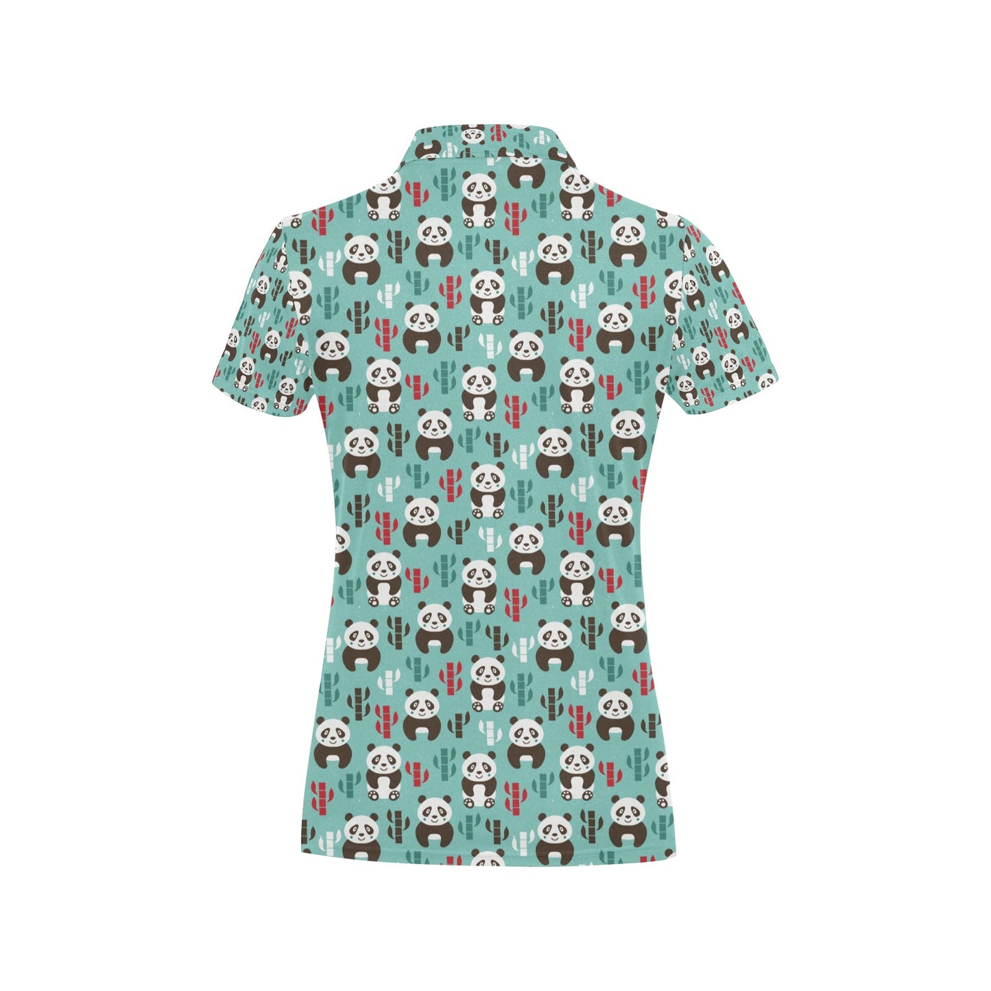 Panda Bear Cute Themed Print Women's Polo Shirt