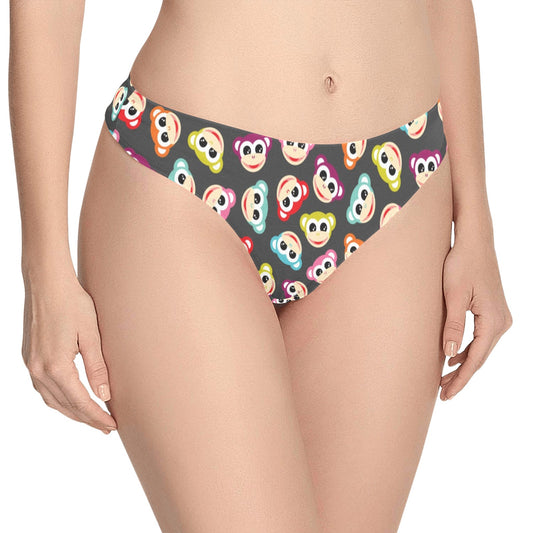 Monkey Head Design Themed Print Women's Thongs