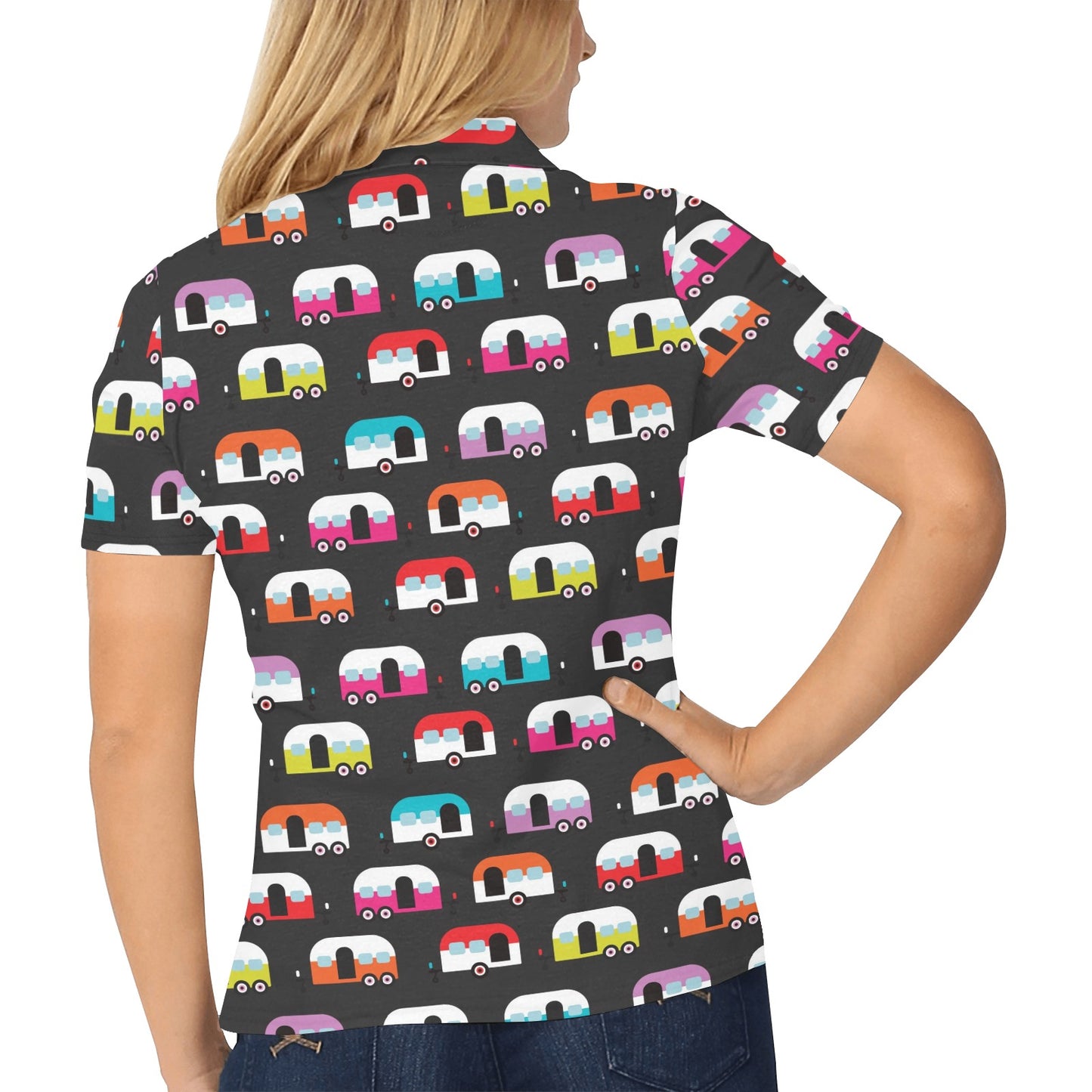 Camper Caravan Pattern Women's Polo Shirt