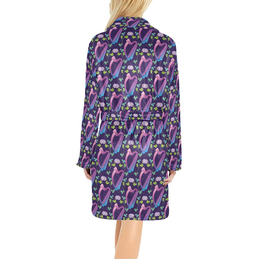 Harp Print Design LKS403 Women's Fleece Robe