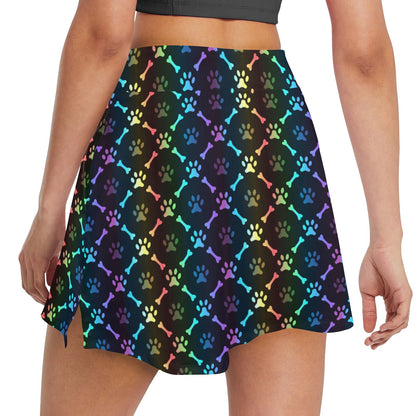 Paw Rainbow Print 17" Golf & Pickleball Skort with Pockets