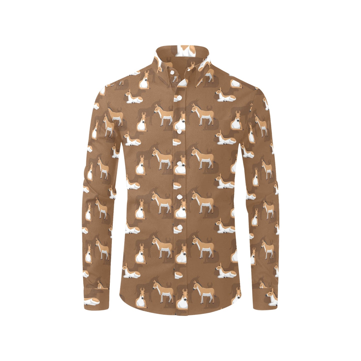 Donkey Print Design LKS401 Men's Long Sleeve Dress Shirt