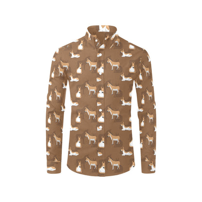 Donkey Print Design LKS401 Men's Long Sleeve Dress Shirt