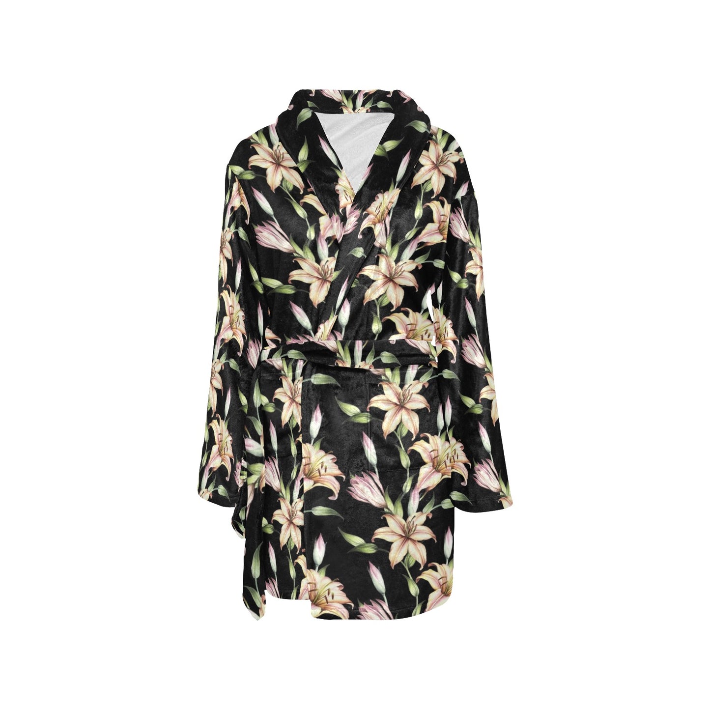 Lily Pattern Print Design LY05 Women's Fleece Robe