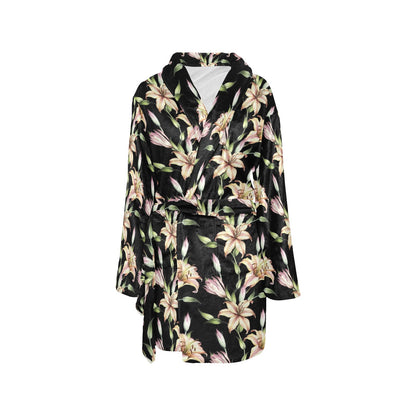Lily Pattern Print Design LY05 Women's Fleece Robe