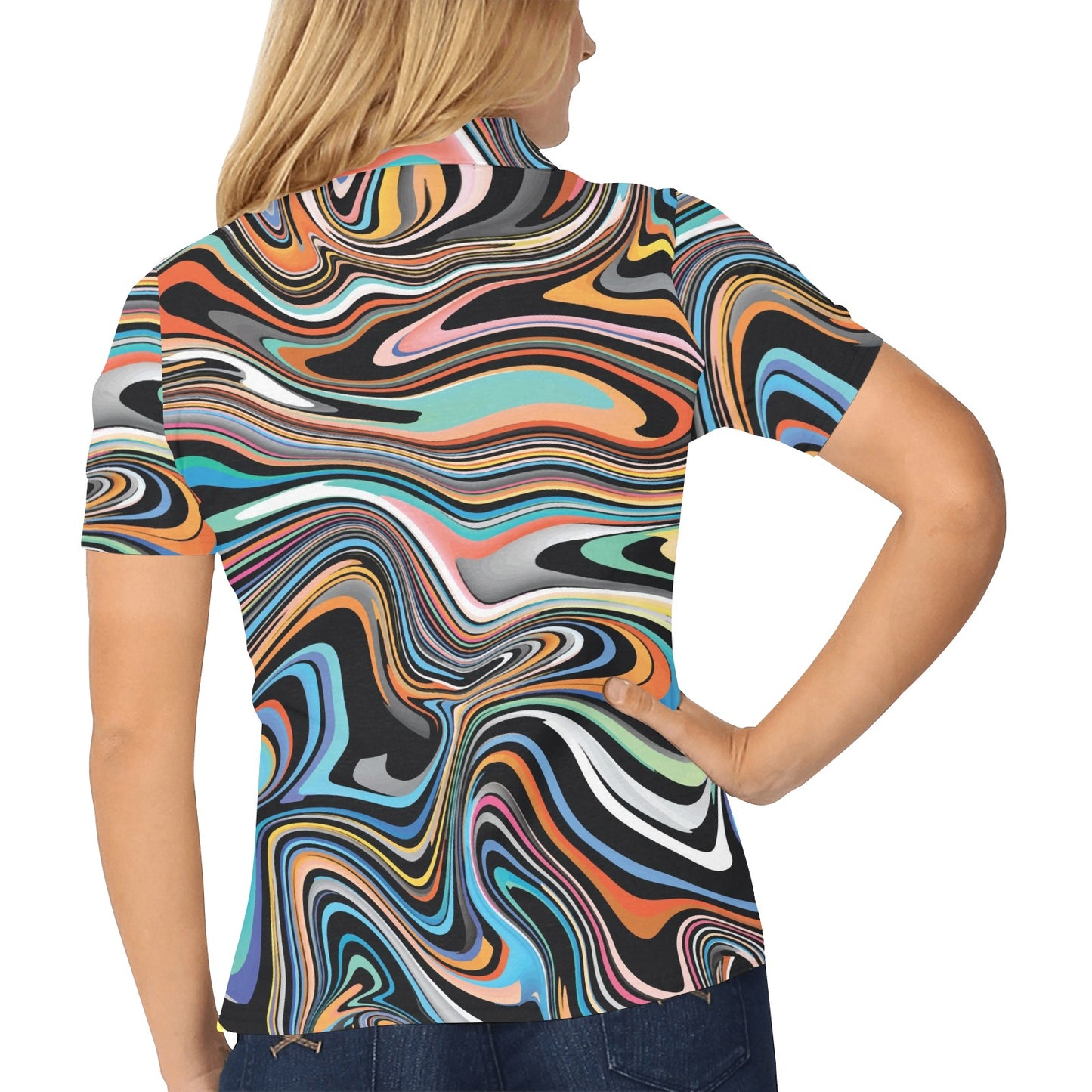 Liquid Pattern Print Design 02 Women's Polo Shirt
