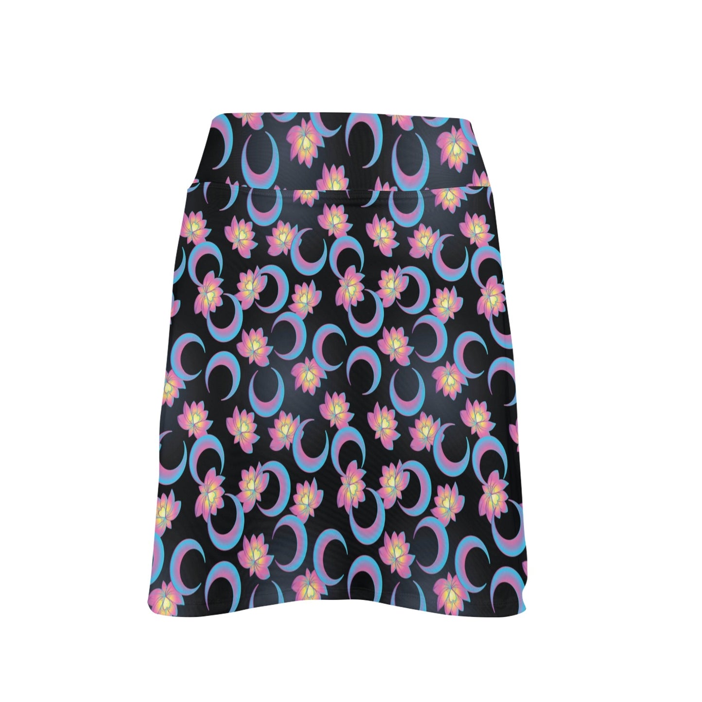 Lotus with Moon Pink Print Themed 17" Golf & Pickleball Skort with Pockets
