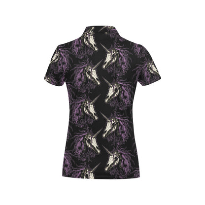 Unicorn Skull head Women's Polo Shirt