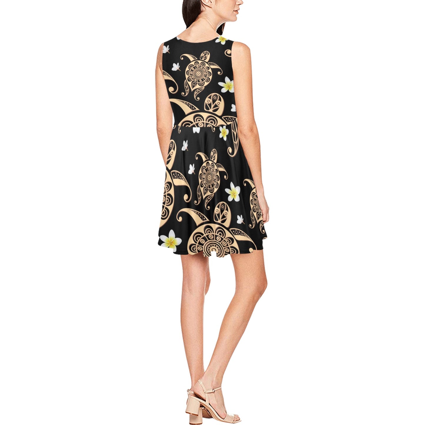 Turtle Polynesian Tribal Hawaiian Sleeveless Dress