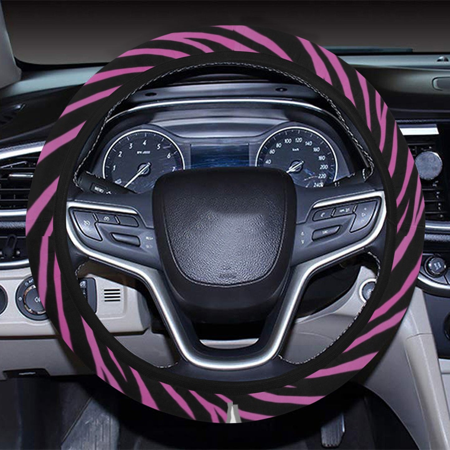 Zebra Pink Print Design LKS304 Steering Wheel Cover with Elastic Edge