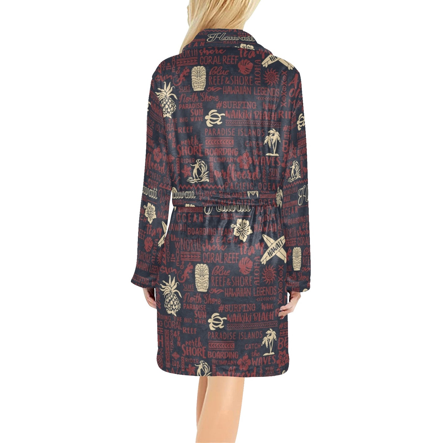 Hawaiian Themed Pattern Print Design H017 Women's Fleece Robe