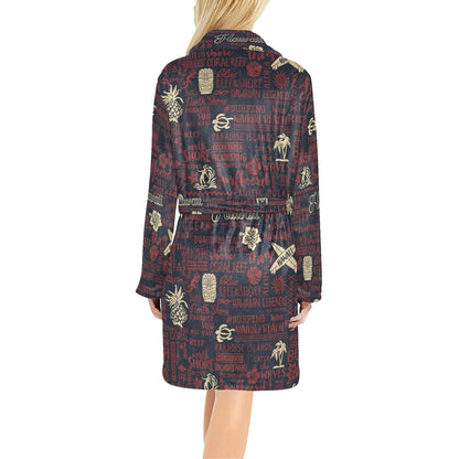 Hawaiian Themed Pattern Print Design H017 Women's Fleece Robe