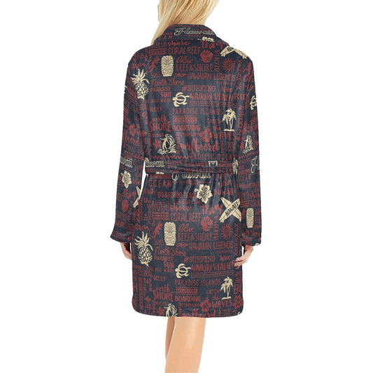 Hawaiian Themed Pattern Print Design H017 Women's Fleece Robe