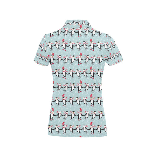 Penguin Sking Design Women's Polo Shirt
