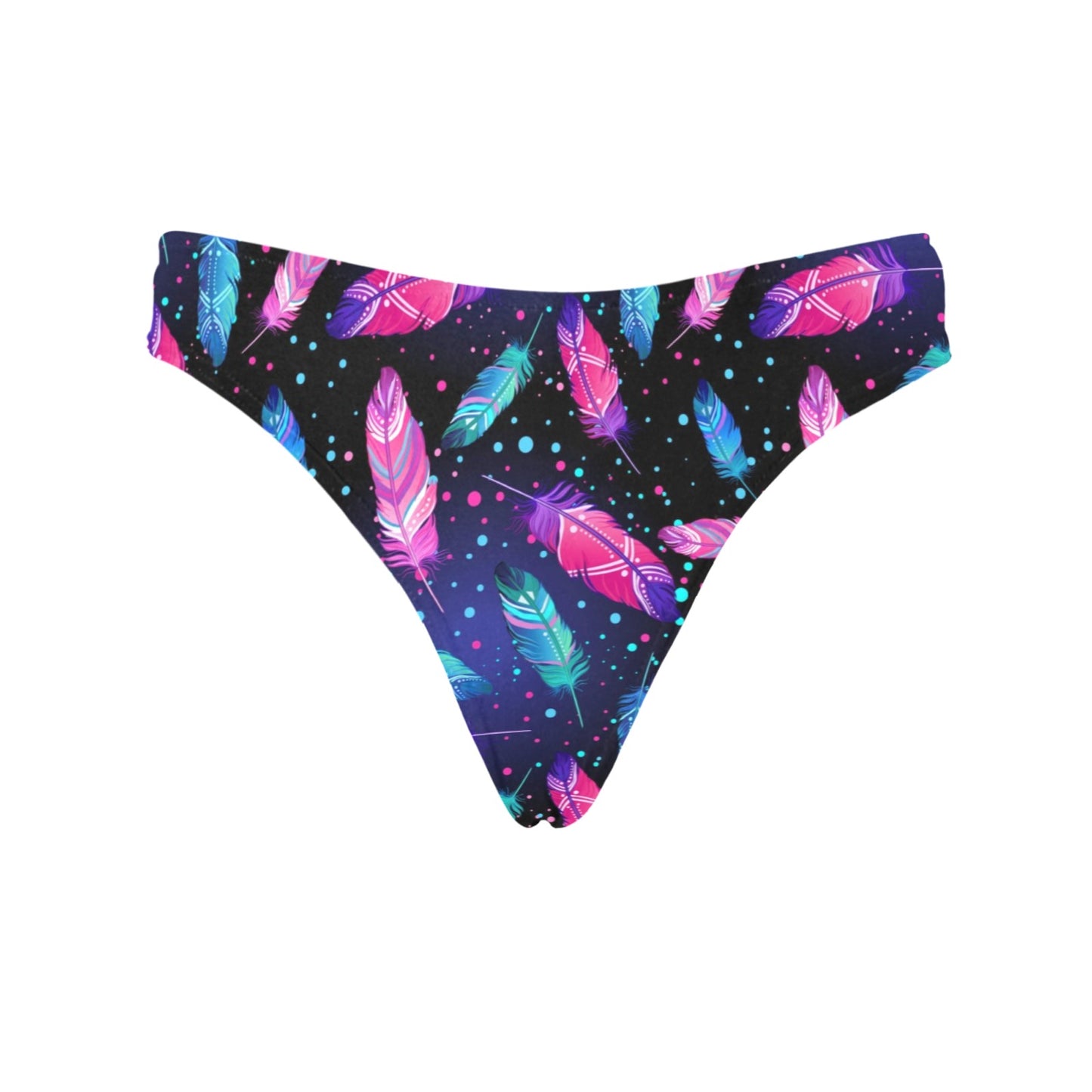 Feather Colorful Boho Design Print Women's Thongs