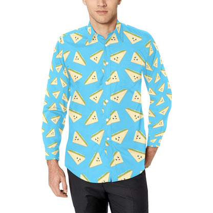 Sandwich Emoji Print Design LKS305 Men's Long Sleeve Dress Shirt