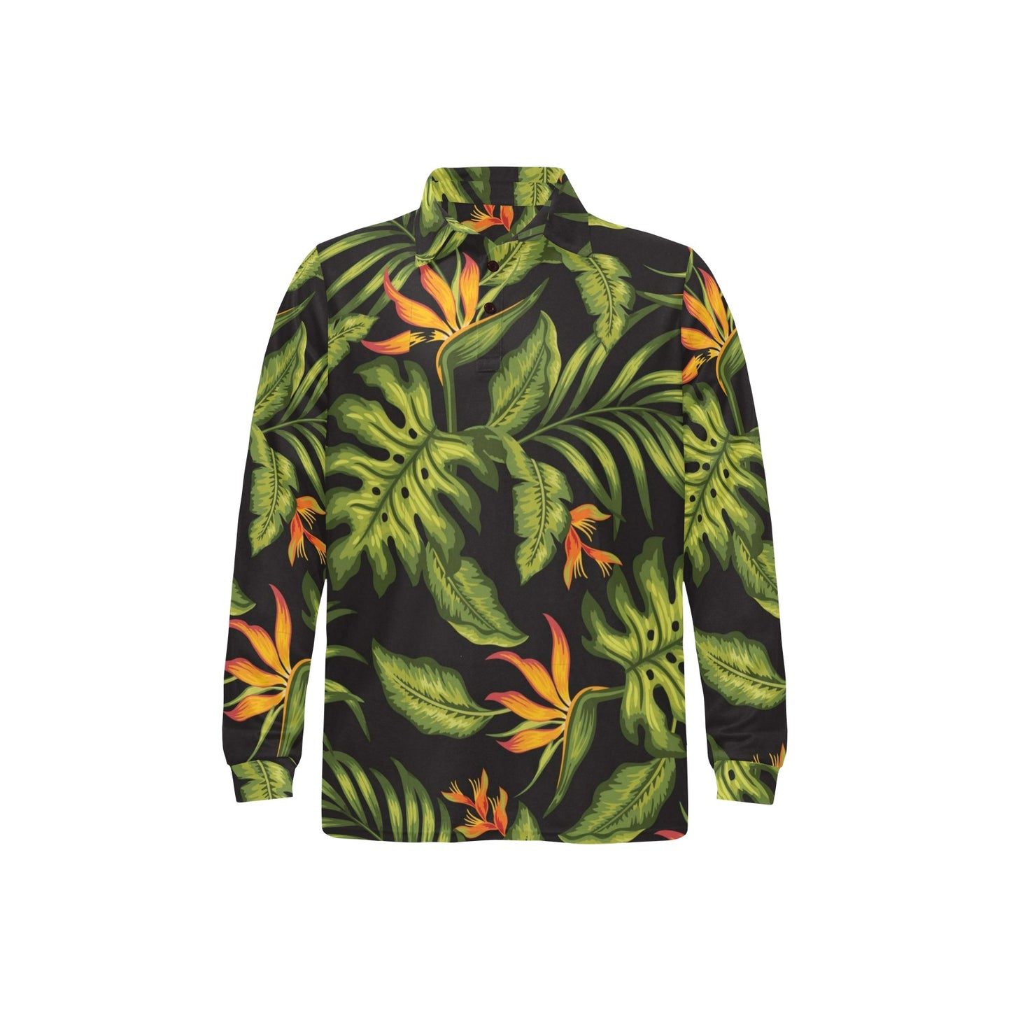 Bird Of Paradise Pattern Print Design BOP013 Long Sleeve Polo Shirt For Men's