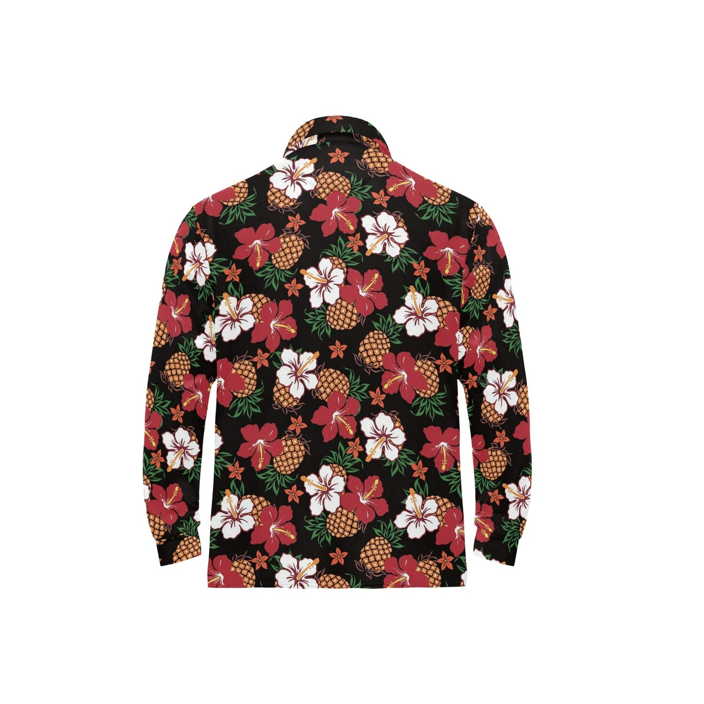 Hawaiian Themed Pattern Print Design H013 Long Sleeve Polo Shirt For Men's