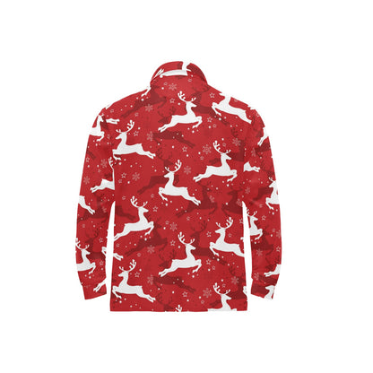 Reindeer Red Pattern Print Design 01 Long Sleeve Polo Shirt For Men's