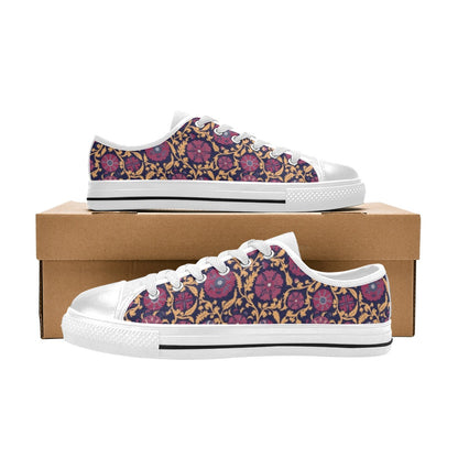 Suzani Print Design LKS303 Women's White Low Top Shoes
