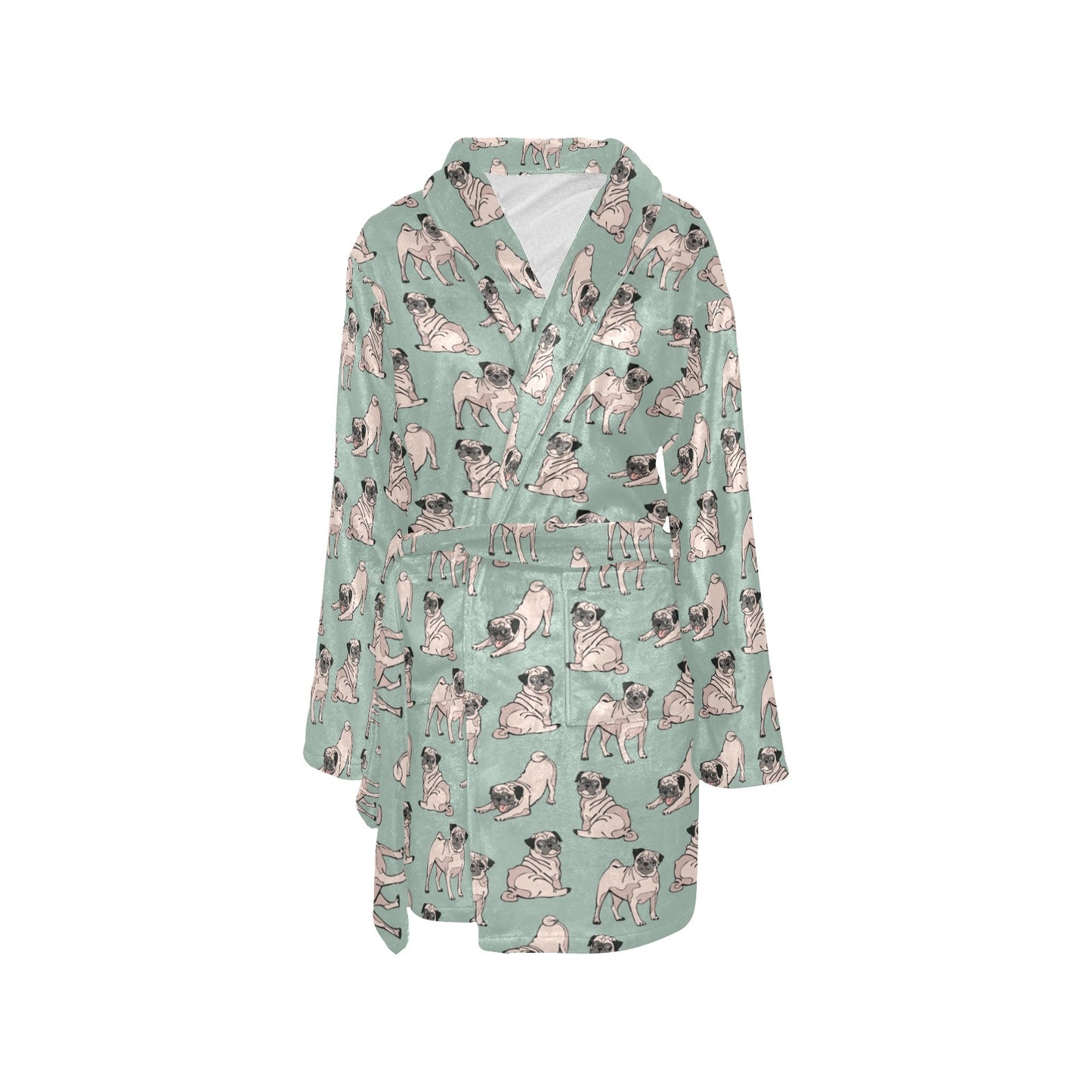 Pug Pattern Print Design A01 Women's Fleece Robe