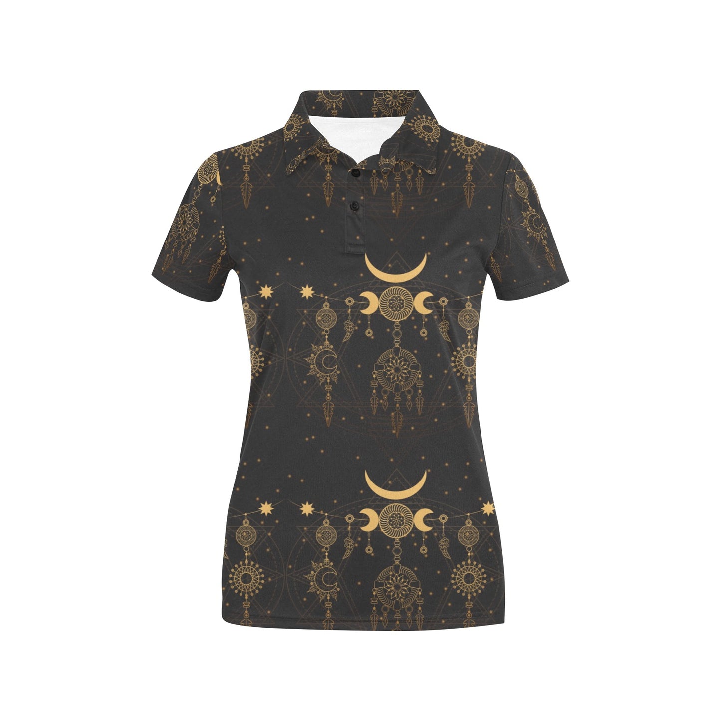 Sun Moon Boho Style Women's Polo Shirt