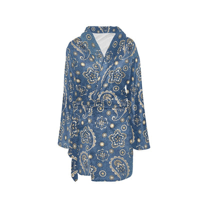 Jean Paisley Pattern Print Design 01 Women's Fleece Robe