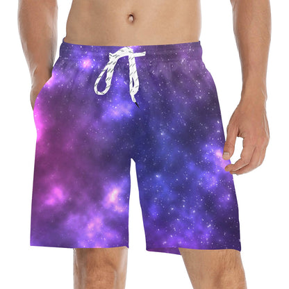 Celestial Purple Blue Galaxy Men's Swim Trunks Beach Shorts