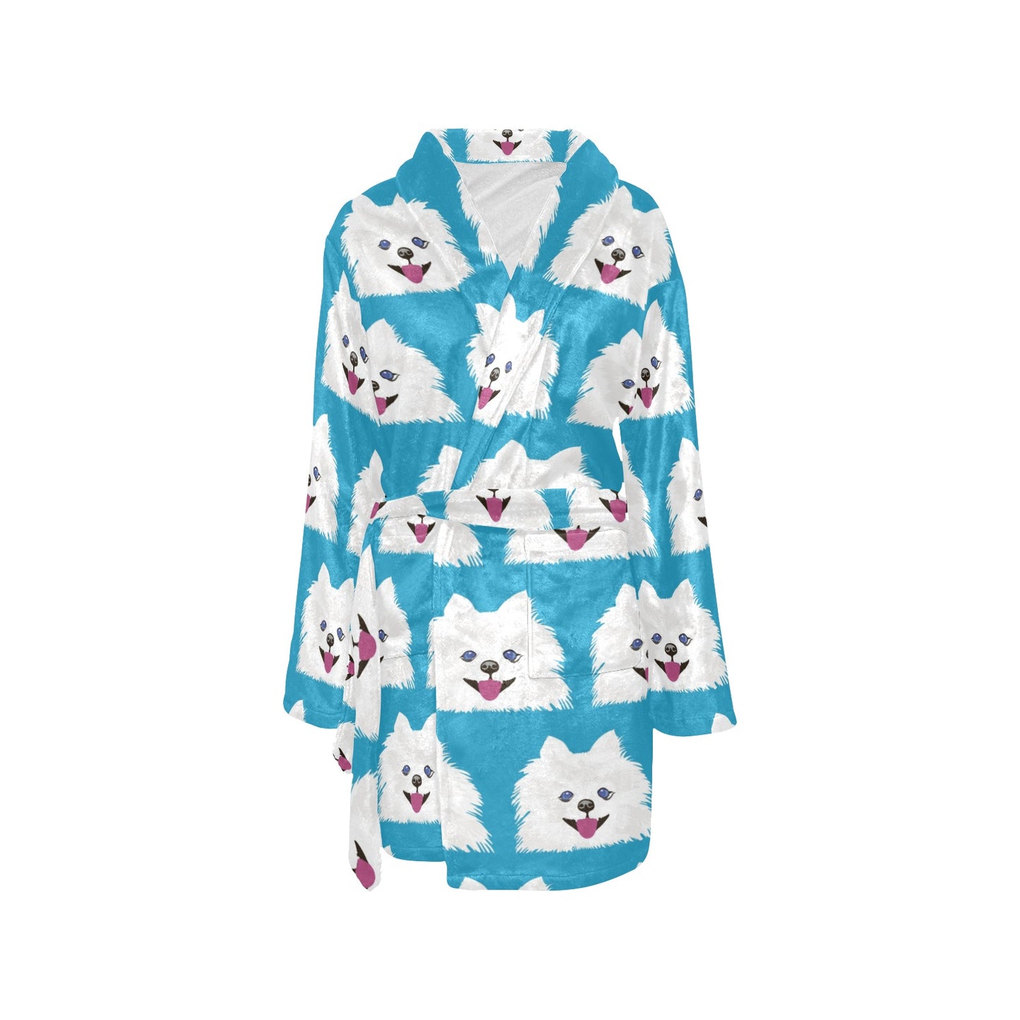 Pomeranians Pattern Print Design A05 Women's Fleece Robe